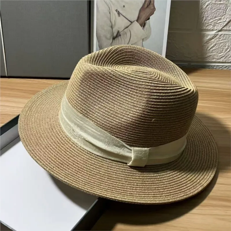Flat-topped sun-protective hat for women seaside vacation sunshade woven wide-brimmed and light top