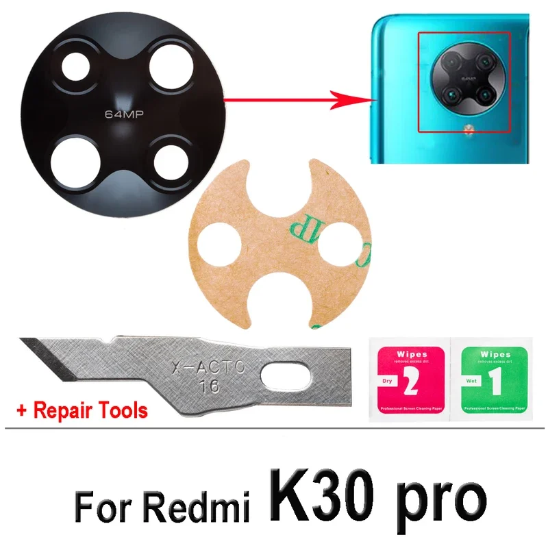 2Set brand new back camera glass lens sticker for Redmi K20 30 pro camera lens with repair tools