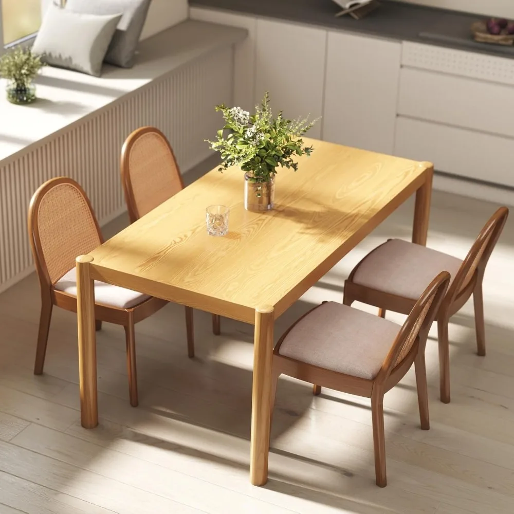 

Modern Rectangular Dining Table, 64.5 Inch Farmhouse Solid Wood Kitchen Dining Table for 4-6 People