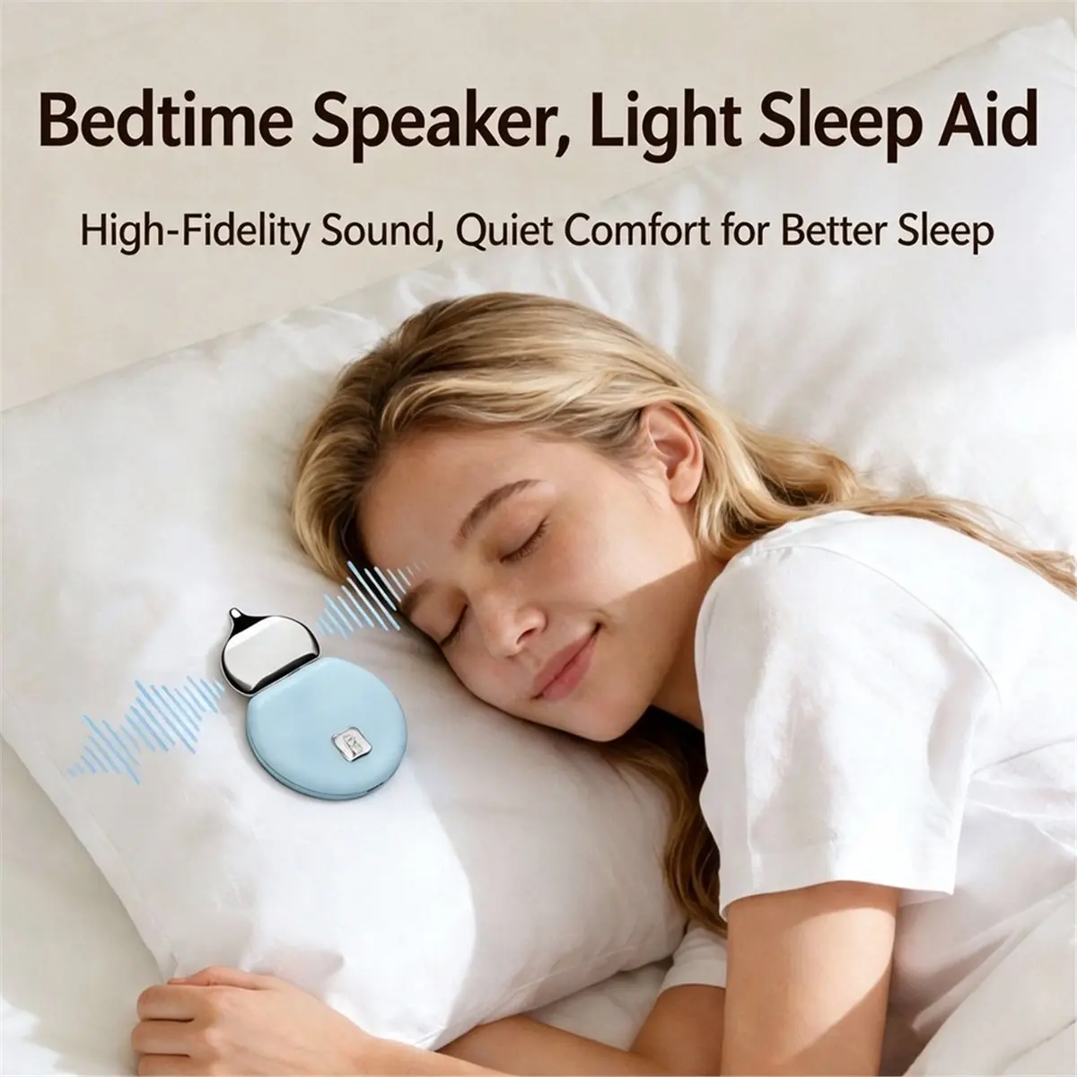 Portable Music Box Sleep Aid with Bone Conduction, Bluetooth, White Noise, Under-Pillow Music, Convenient for Home