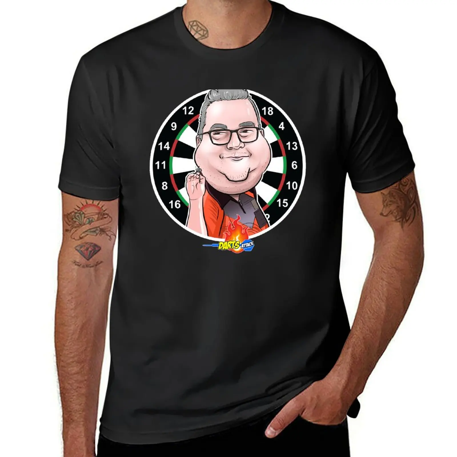 Caricatura Stephen Bunting by Darts Attack T-Shirt anime clothes blanks Men's t-shirt