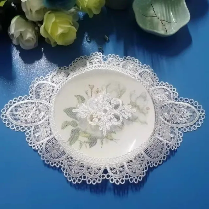 Luxury lace Oval Christmas flower Embroidery table cloth cover wedding party tablecloth kitchen Table decoration and accessories