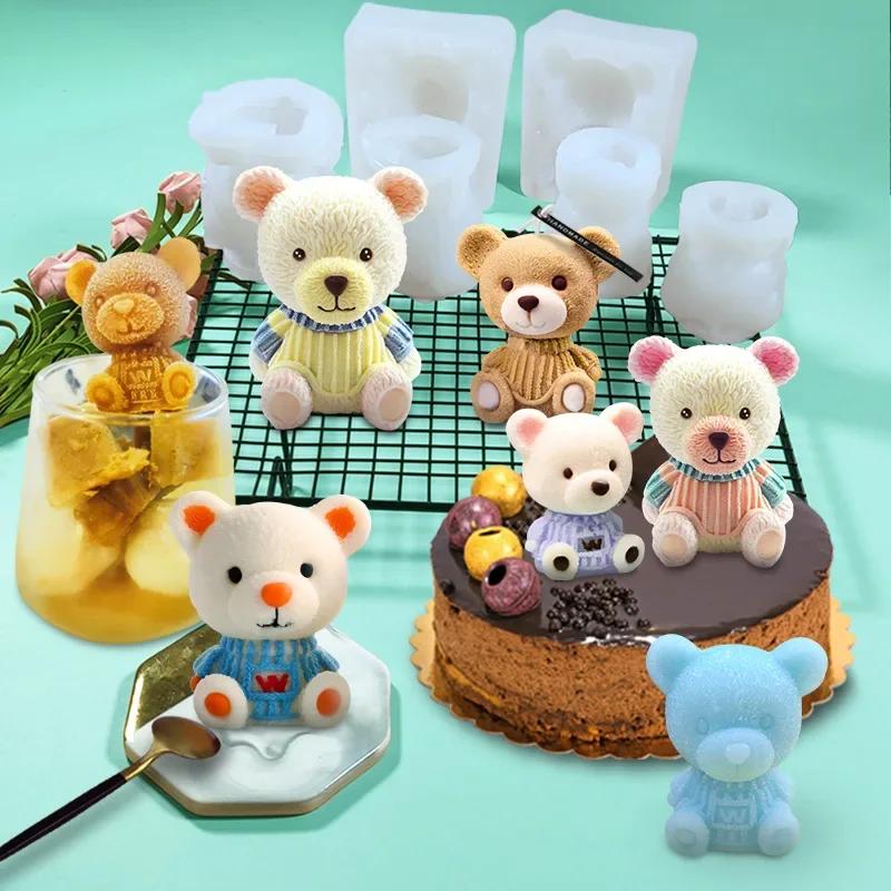 

3D Teddy Bear Silicone Mold Chocolate Cake Mould Ice Cube Molds Ice Cream Decoration DIY Whiskey Wine Cocktail Silicone Molds