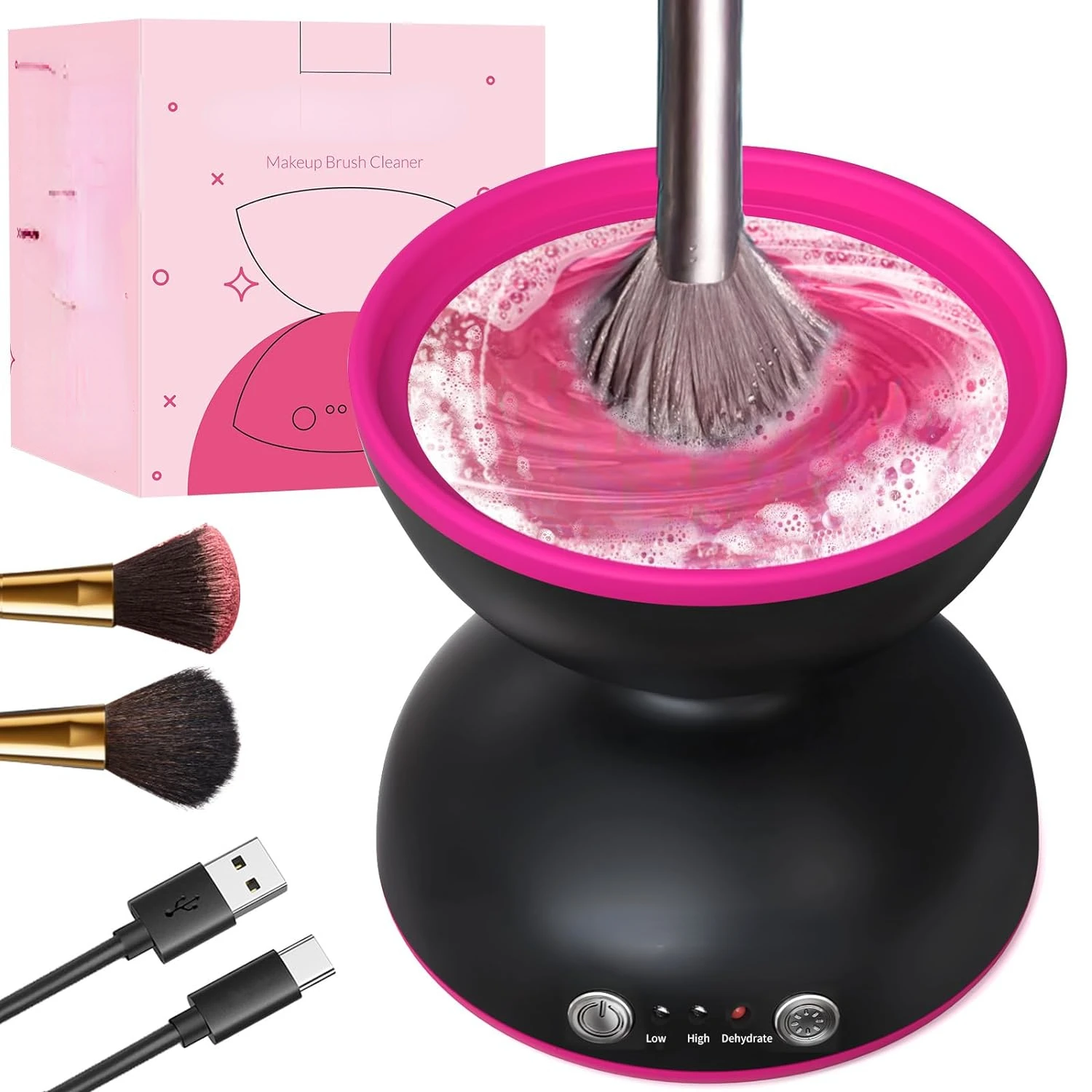 High-powered Makeup Brush Cleaner Dryer - USB Cleaning Tool for Beauty Sets, Two-speed Dehydrating Function. Thorough & Convenie