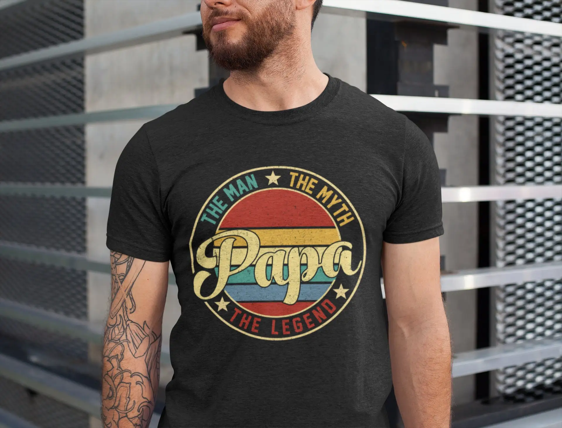 

Papa The Man Myth Legend T Shirt Fathers Day Dad For Grandpa Husband Cool s