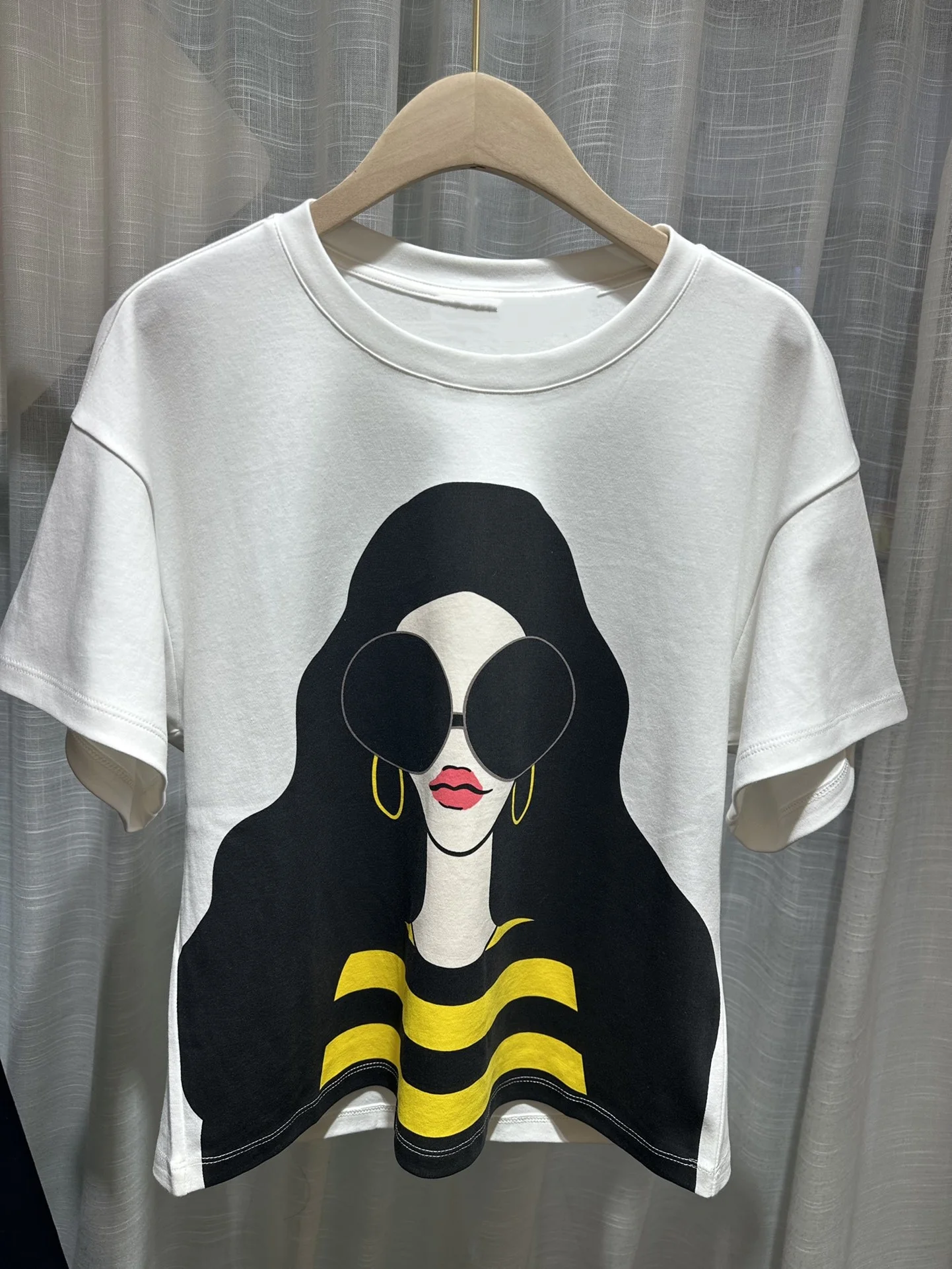100% Cotton Women Printed White T-Shirt Short Sleeve Round Neck Casual Tee Tops
