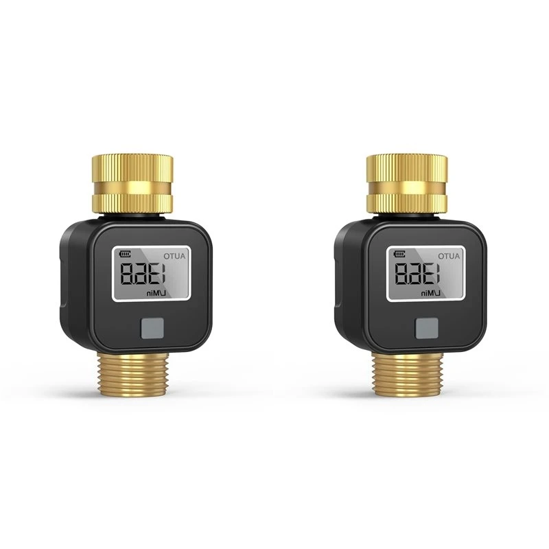 AT29-2X Water Flow Meter With Brass Metal Thread, Measures Ideal For RV Water Tank Filling, Garden Hose Watering