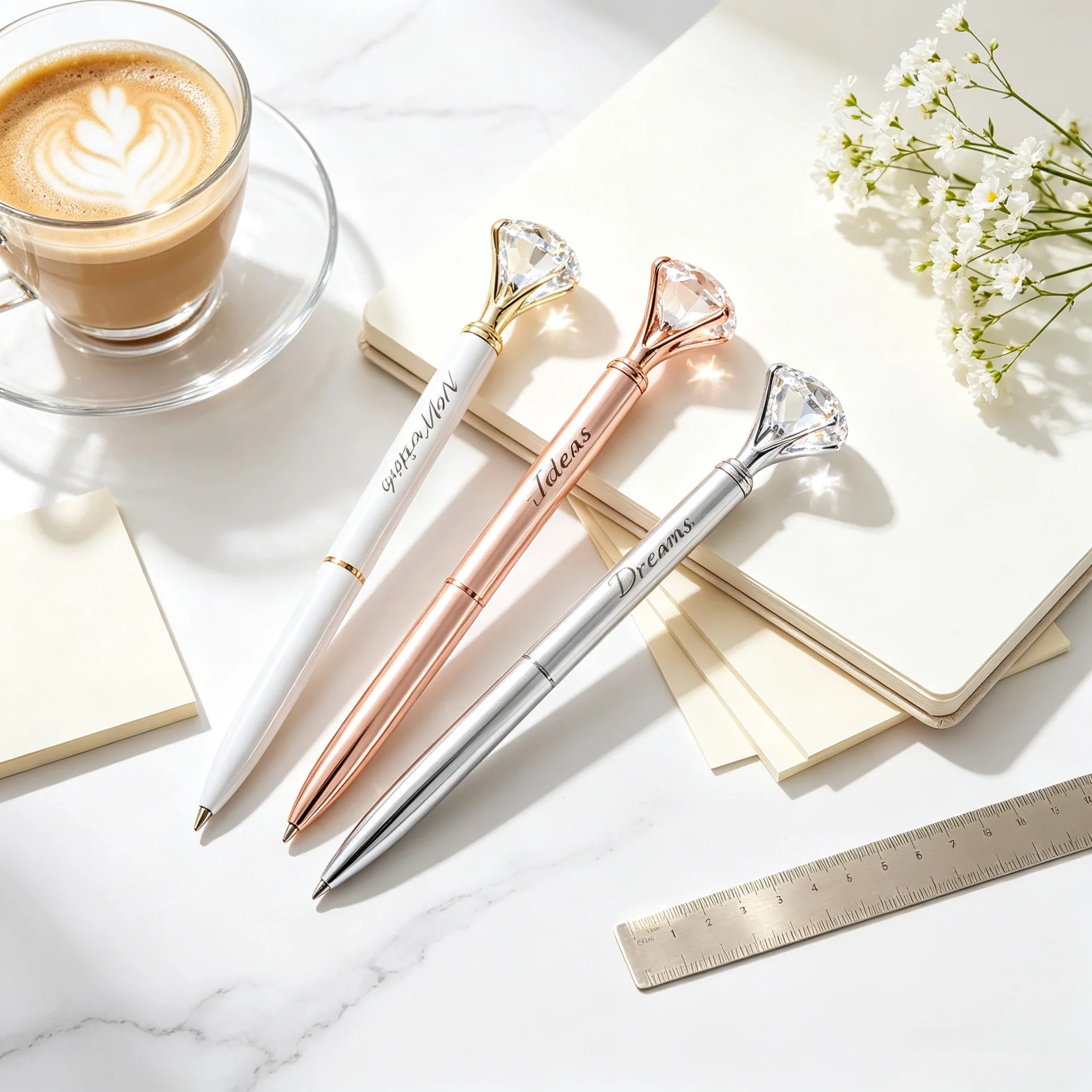 Personalised engraved metal ballpoint pen, custom name crystal pen, elegant office pen, personalised gift for teachers, friends