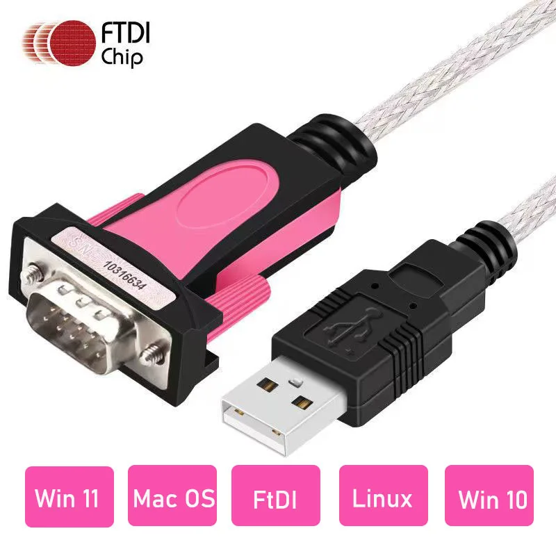 FTDI Kabel USB do RS232 męski DB9 Adapter portu szeregowego COM Układ FTDI Kabel konwertera USB R232 Windows 11/10/ 8.1 8 7 Vista XP Mac