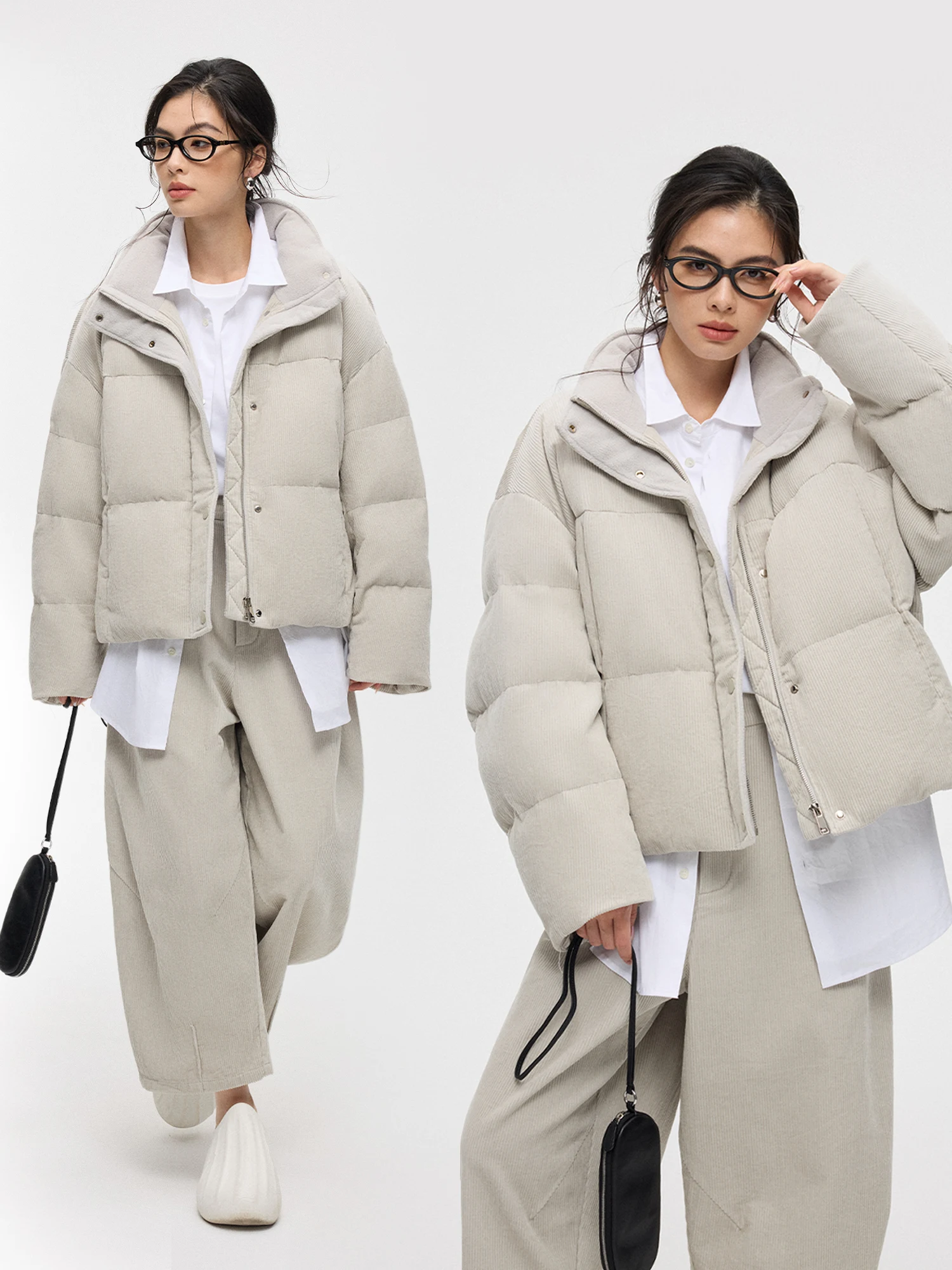 

Куртка ZzZHANG из вельветовой ткани с воротником-стойкой, серия Capsule, осенне-зимняя, в стиле ретро, простого свободного кроя, женская.