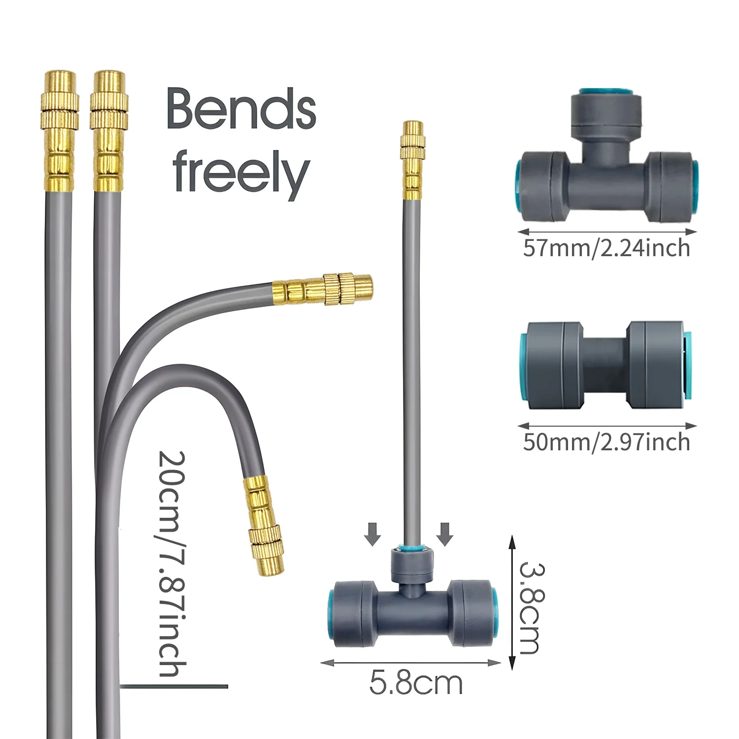 Adjustable Spray Kit Gray 3/8 Inch PE Hose Quick Connect Fogging Cooling Dedusting Watering System For Garden Flexible Brass