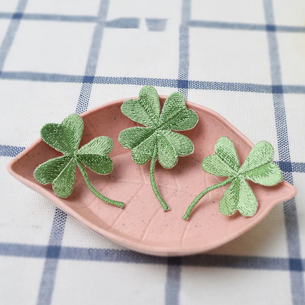 

10 Pcs Four Leaf Stickers Self Adhesive Decorative Patches for Jackets Hats Clothes DIY Repair Premium Material Bright