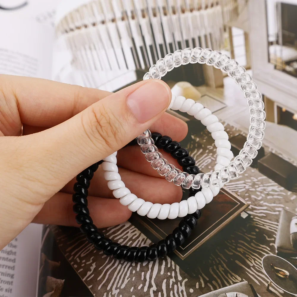 1-20pcs Elastic Spiral Hair Ring Ties Women Black Telephone Wire Cord Hair Rubber Bands Headwears Scrunchies Ponytail Holder