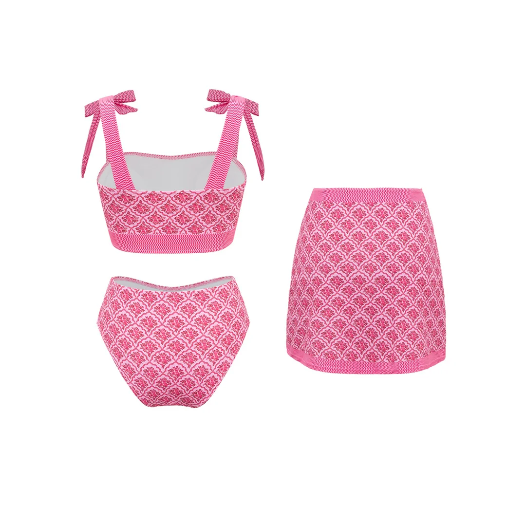 XS - L 3-teiliger Badeanzug mit Rock, Damen-Bikini, hochtaillierter Bikini, Damen-Badebekleidung, dreiteiliges Bikini-Set, Badeanzug, Badebekleidung, Schwimmanzug V8279 – Detail 8