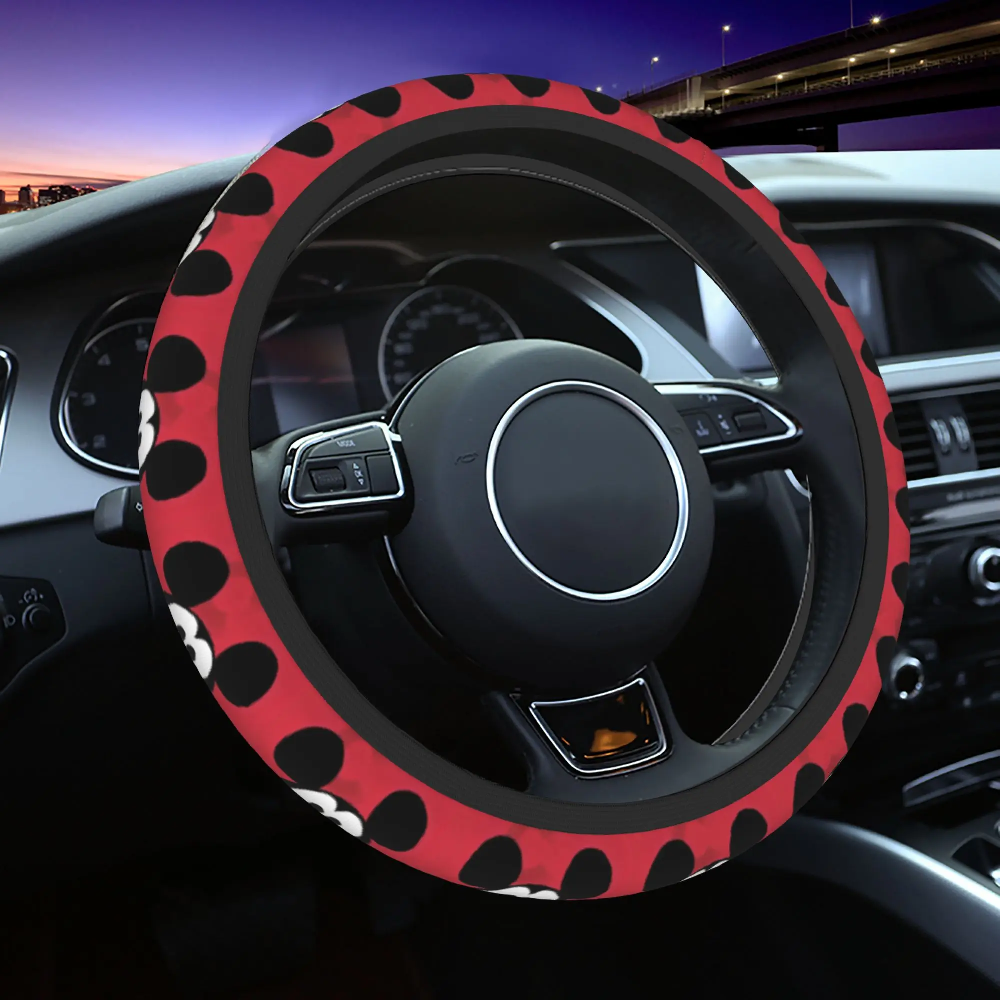 M-Mickeys Mouse Car Steering Wheel Cover 38cm Anti-slip Steering Wheel Protective Cover Elastische Car-styling Car Accessories