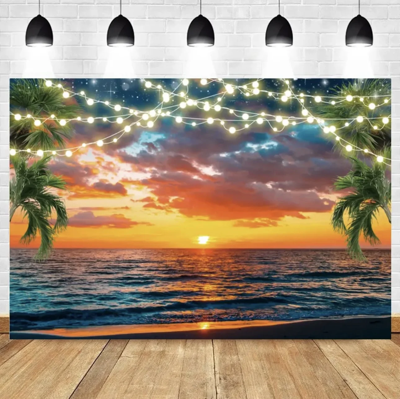 Halo Beach Coconut Grove Seaside background Summer seaside baby birthday party decoration Wedding photo vinyl background