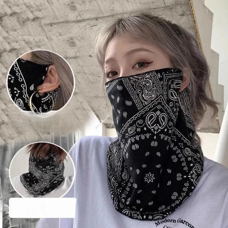 

Cycling Ear Sun Protection Mask Outdoor Neck Protection Cycling Face Towel Female Motorcycle Neck Ice Silk Face Mask