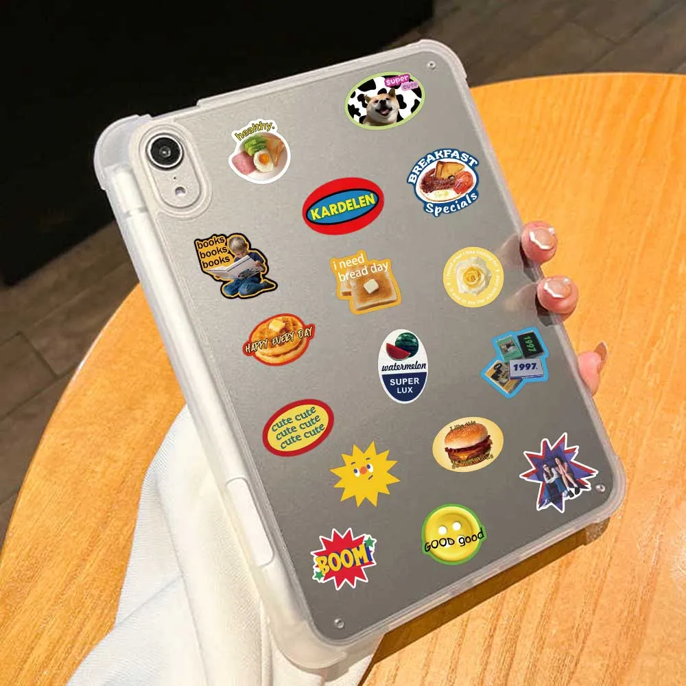 60PCS Cool Ins Style Simple Retro Label Sticker Aesthetic Decal for Diary Fridge Notebook Phone Waterproof Bottle Sticker