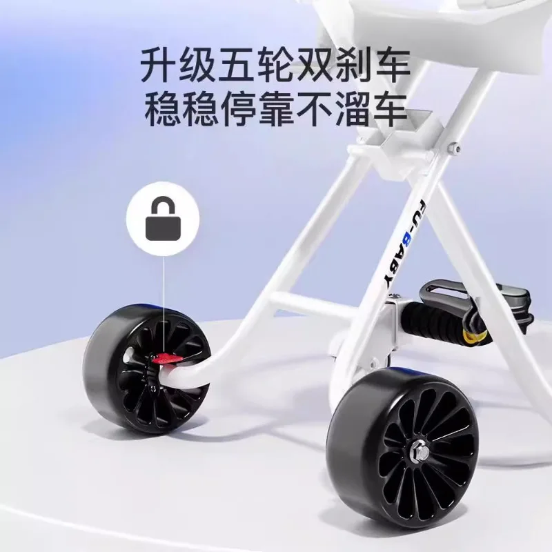 Children's Baby Walking Artifact 3/5 Wheel Trolley Lightweight One-click Folding Foreign Car Travel Takes The Baby Out