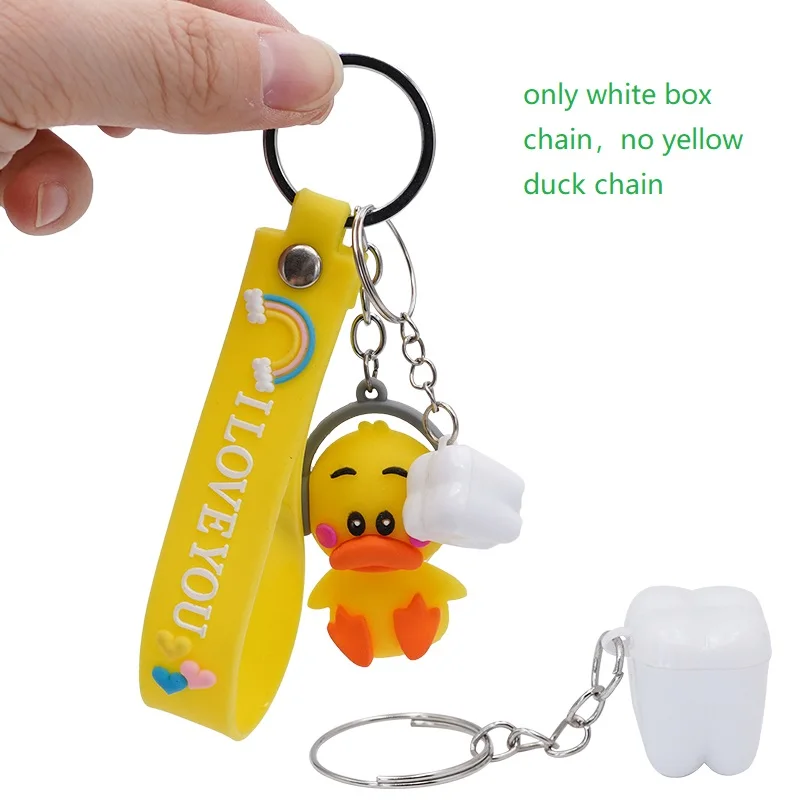 3pcs Milk Teeth Storage Key Chain Tooth Shape Mini Kids Boxes Children's Deciduous Organizer Plastic Souvenir Save Container