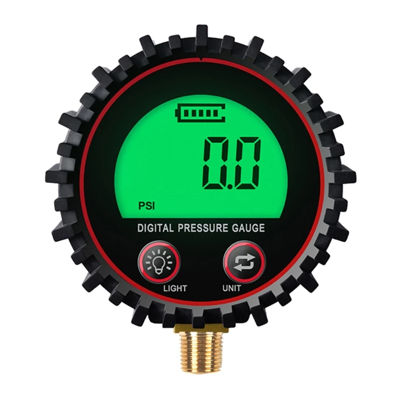 0-255Psi 1/8'' NPT Digital Pressure Gauge with Rubber Protective Cove Lower Moun Accuracy 1% Resolution 0.1psi