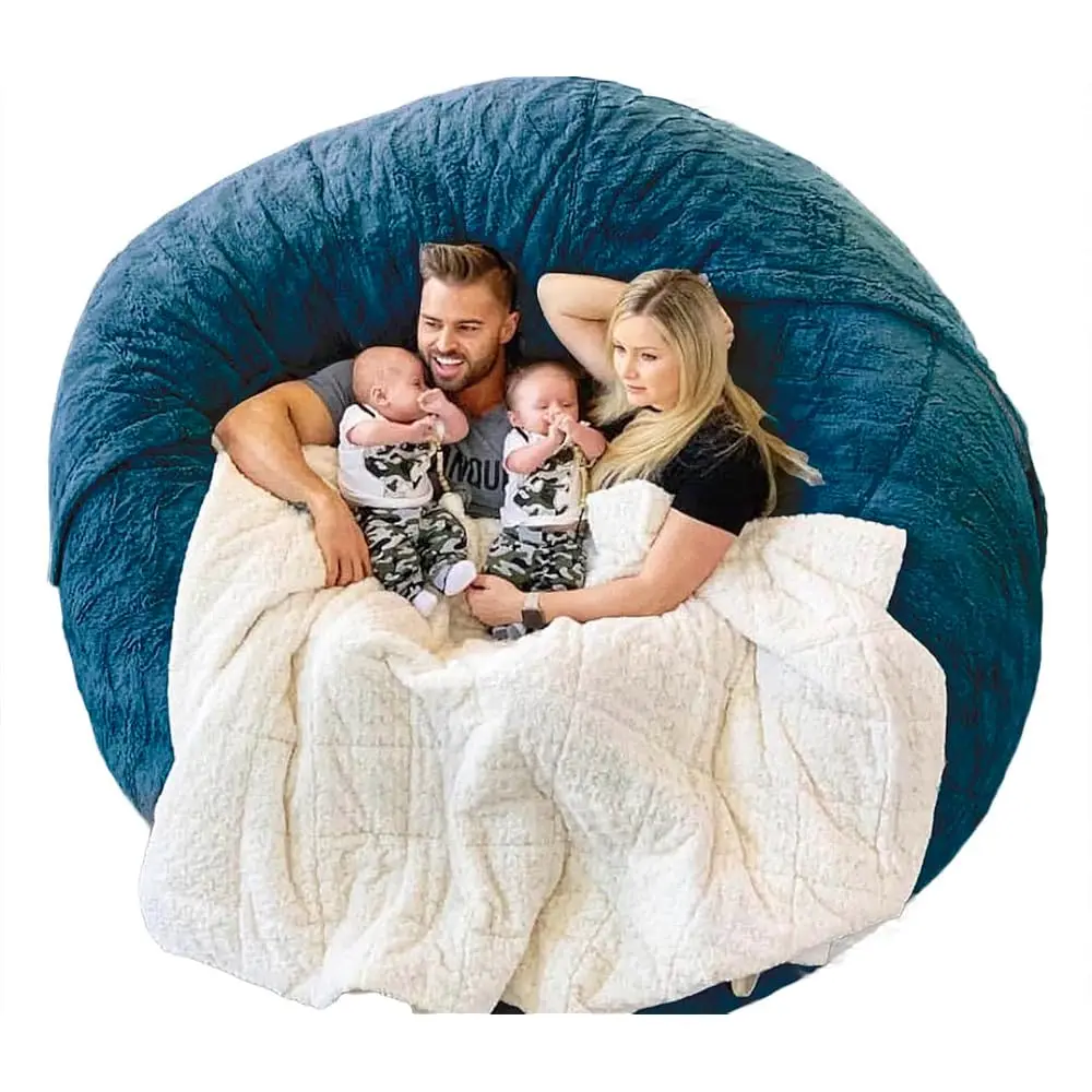 

5Ft Giant Fur Bean Bag Chair Cover, Ultra Soft Bean Bag Bed For Adults (No Filler, Cover Only), Big Round Soft Fluffy Bean Bag