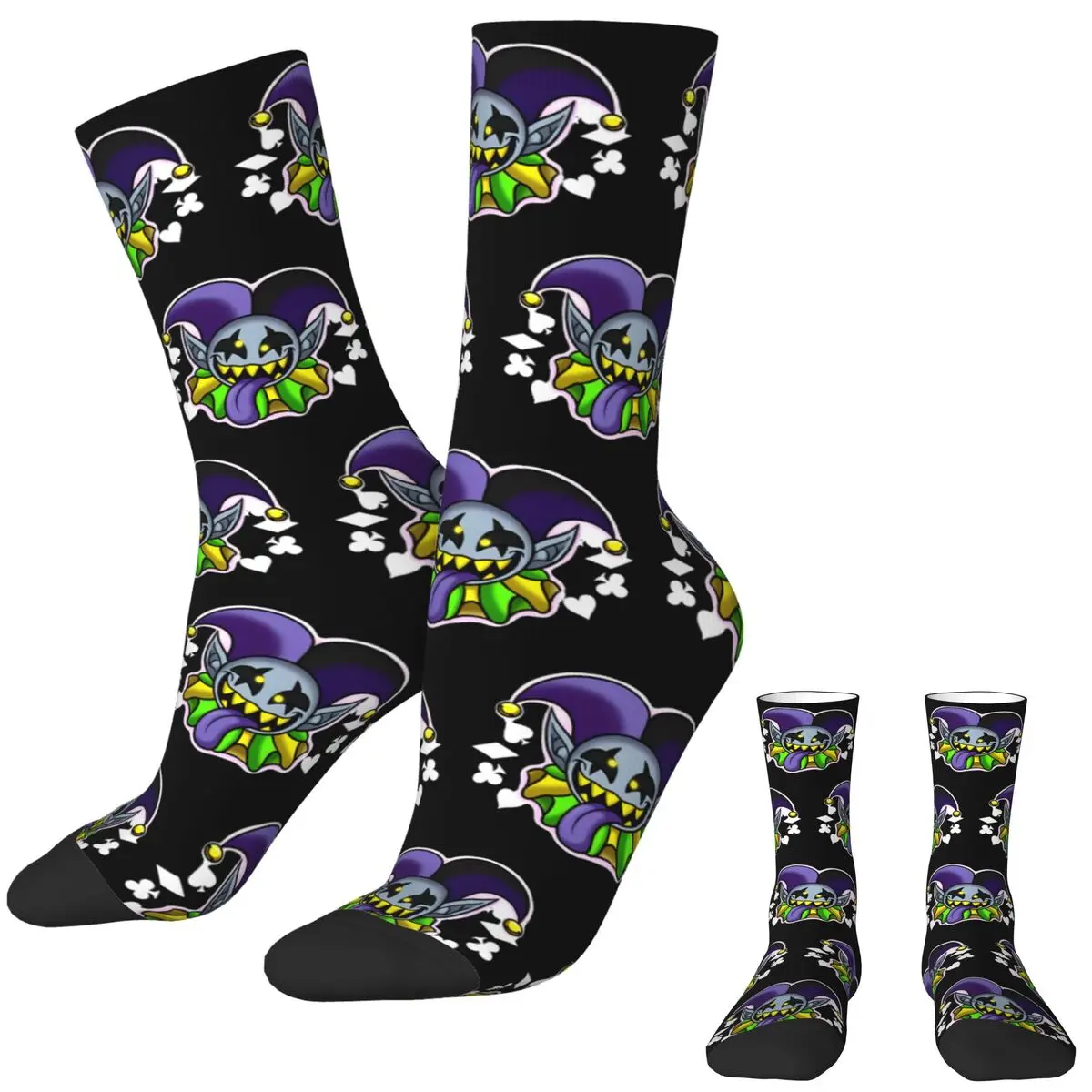 Deltarune Stockings JevilFace Pattern Elegant Socks Winter Non Skid Socks Men Skateboard High Quality Socks