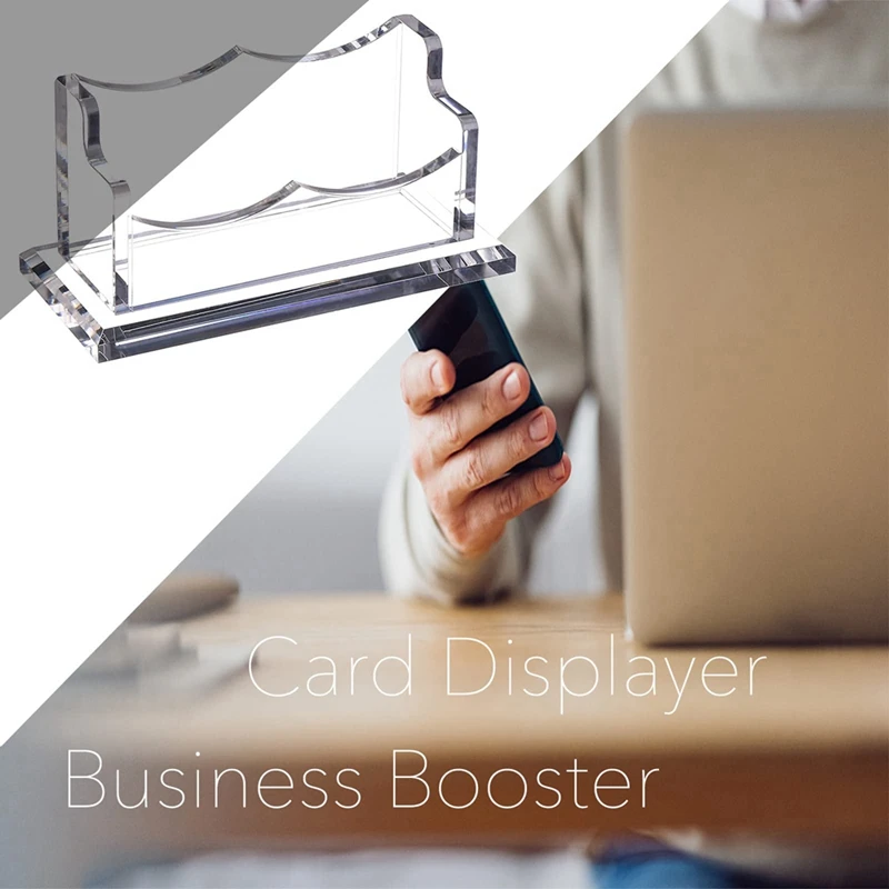 2Packs Acrylic Business Card Holder For Desk,Horizontal Clear Business Name Card Display Stand, Desk Accessory