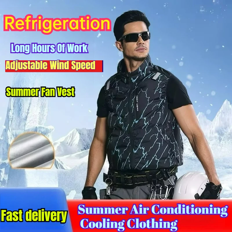 

Summer Cooling Fan Vest USB Electric Sleeveless Air Conditioning Clothing Wearable Cool Fan for High Temperature Cargoes Jacket
