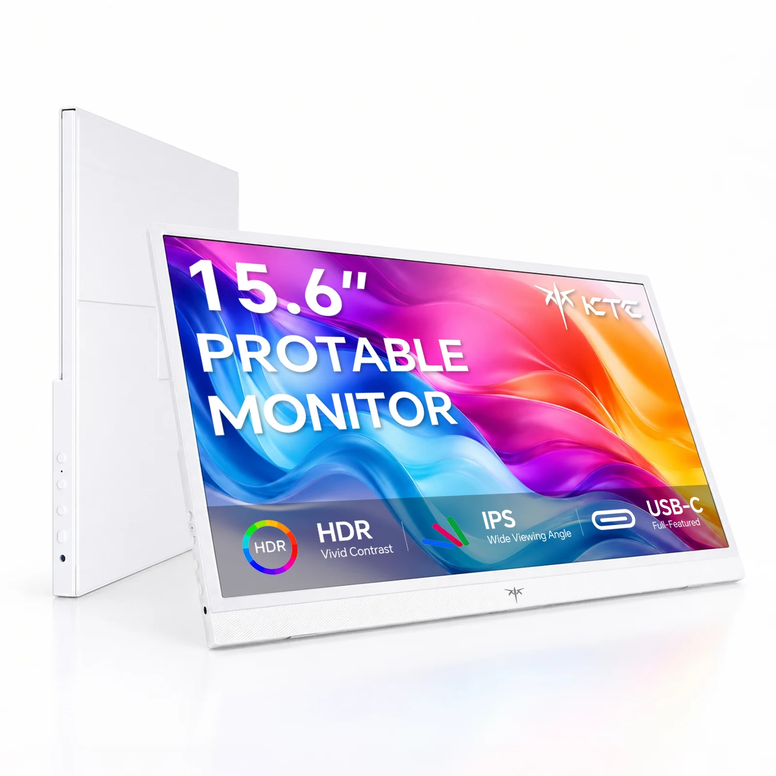 Monitor portatile KTC da 15,6 pollici, schermo per laptop con risoluzione 1080P FHD, connettività USB-C e HDMI, compatibile con laptop, smartphone, Mac, PS5, Xbox e Switch, monitor esterno da viaggio
