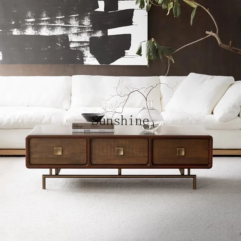 Nordic retro country old all solid wood/6 coffee table coffee table