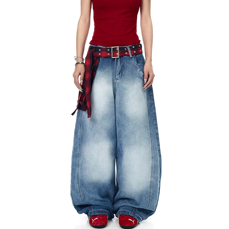 Vrouwen Vintage Blauwe Y2k Jeans Hip Pop Harajuku Wijde Pijpen Denim Broek Amerikaanse Retro Streetwear 2000s 90s Baggy Broek Kleding