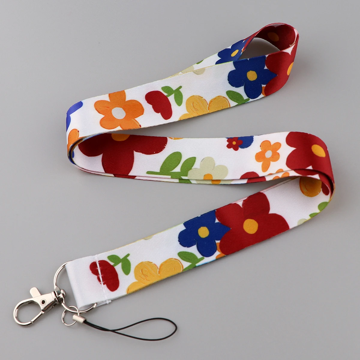 FI66 Rope Strap Flowers Series Keychain Neck Lanyard For Women Keys Long Phone Hanging Ornaments Anti-Lost Hang Rope Gifts