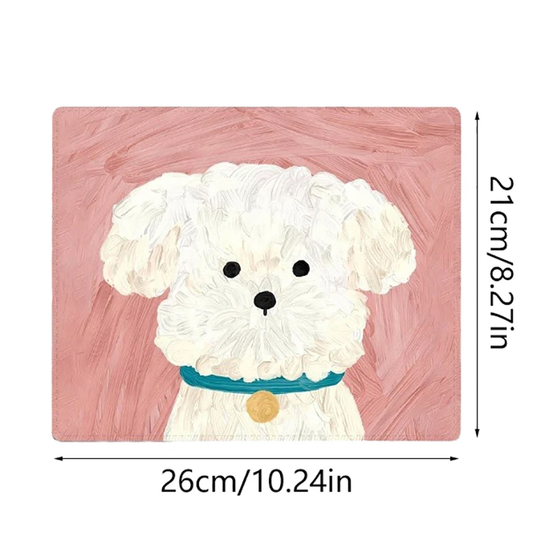 Bonito Puppy Mouse Pad, Borracha Natural Anti-Slip, Lockedge Mousepad, Cão dos desenhos animados, Escritório, Casa, Laptop, Computador, Portátil, Pequeno