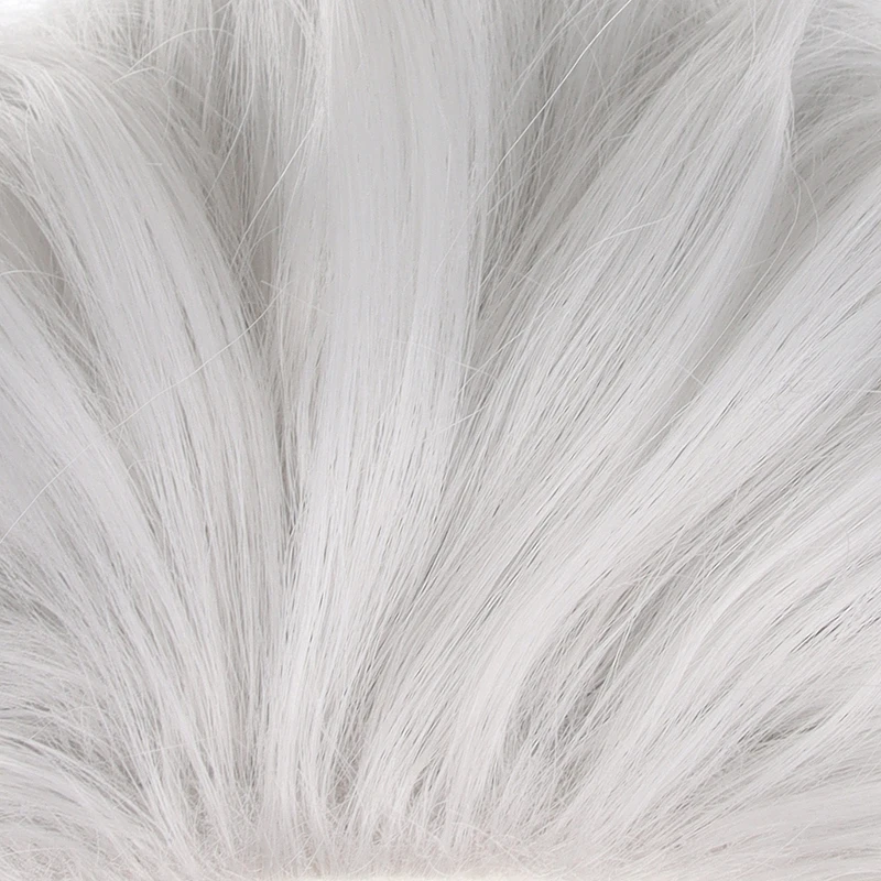 Peluca de cabello sintético para Cosplay, resistente al calor cabellera, Color blanco, 30cm