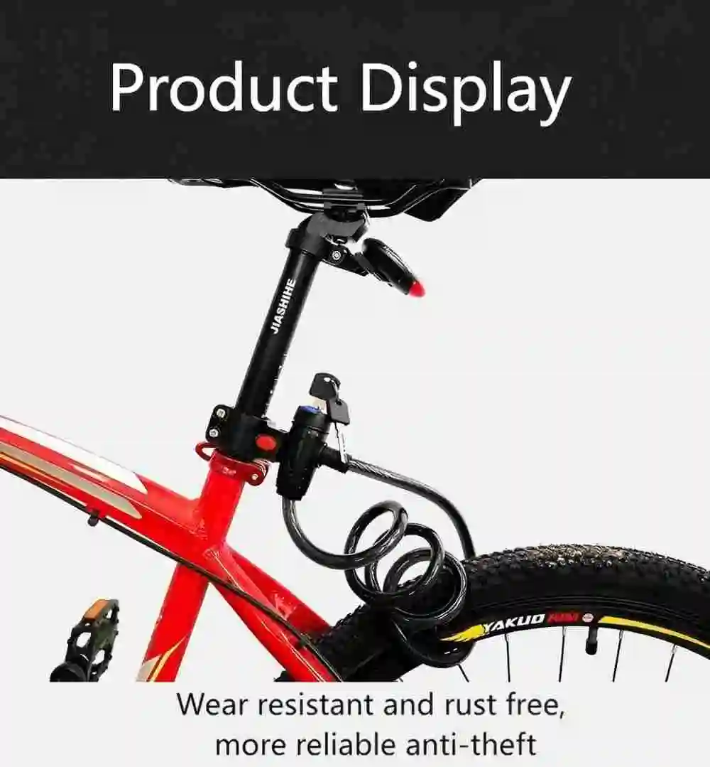 قفل سلسلة دراجات فولاذي من Theft - سميك مقاوم للعوامل الجوية | عالمي للدراجات/الدراجات النارية مع مفتاحين لملحقات السلامة #3