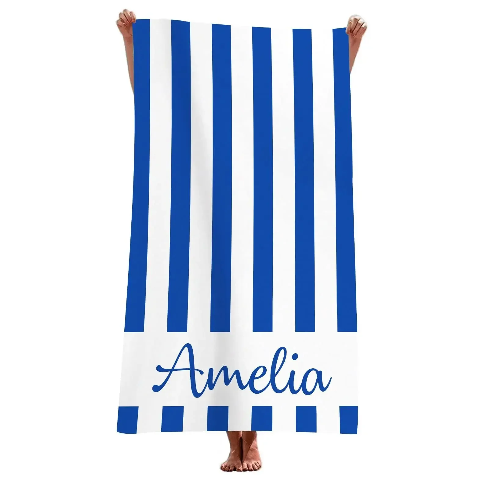 Beach Towel Custom Name Stripe Bath Towel Personalized Beach Towels for Kids/adult Microfiber Quick Dry Sand Free Pool Travel