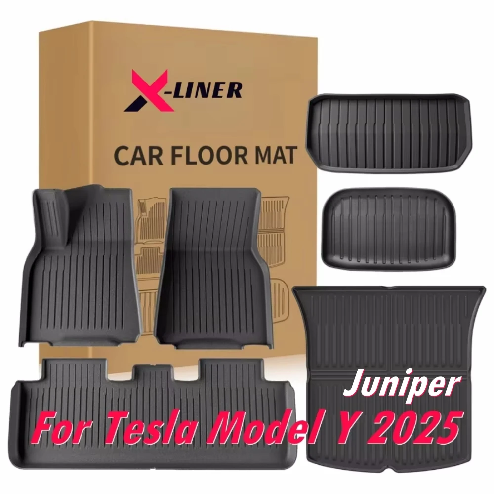 

Floor Mats & Cargo Liners For New Tesla Model Y Juniper 2025 5-Seat All Weather TPE Floor Cargo Trunk Mats Seatback Protection