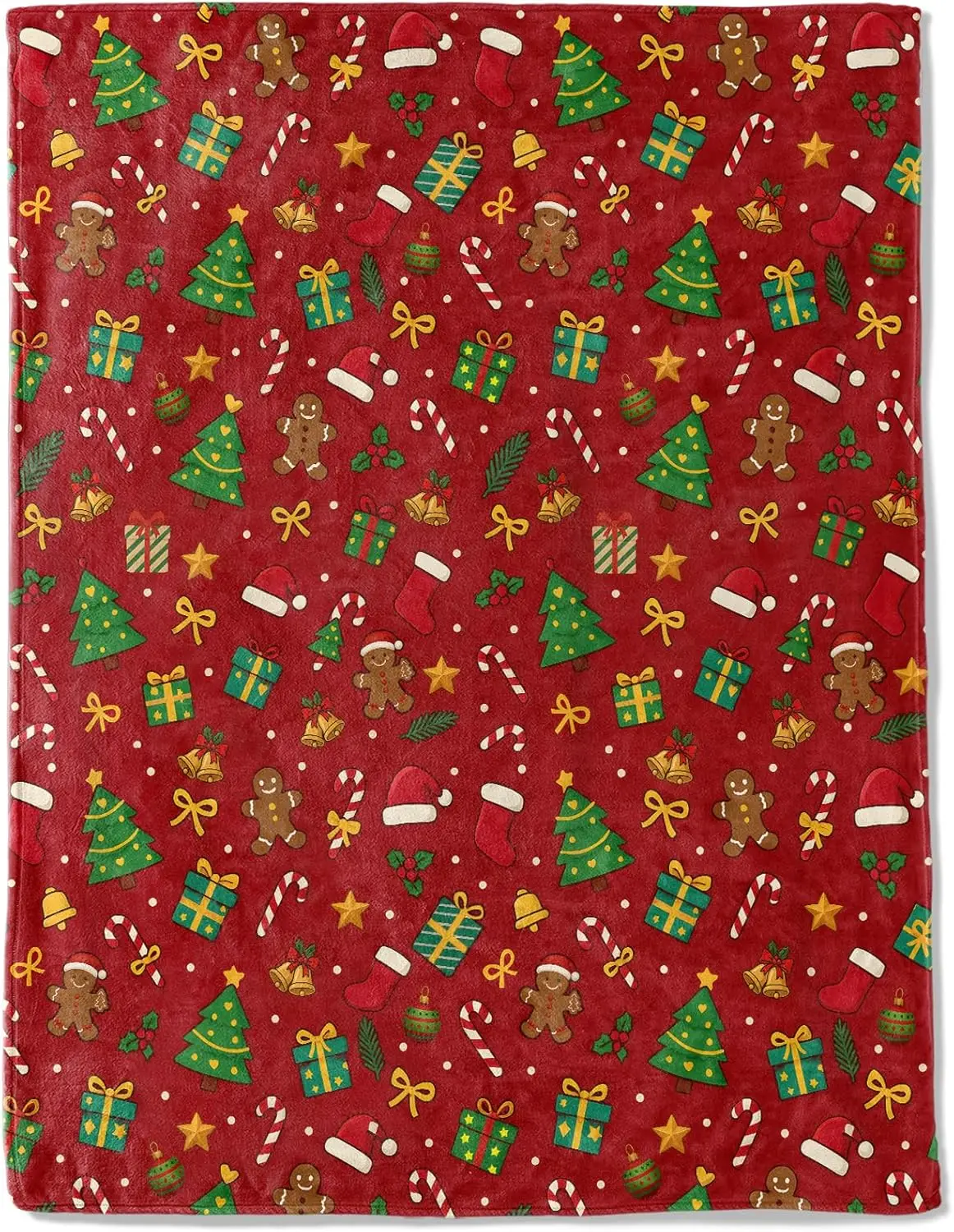 

Рождественское декоративное одеяло, пряничная елка, шляпа, носок, украшение с бантом и звездным принтом, мягкие фланелевые зимние одеяла для дивана