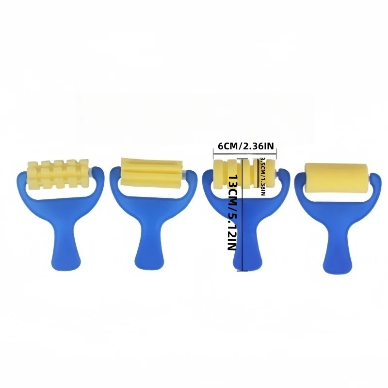 4PCS Rolling stamp cylinder painting brush sponge brush