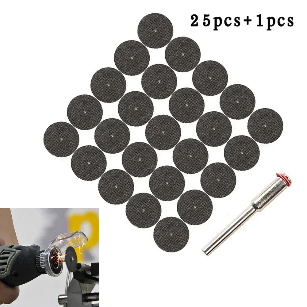 26pcs 1/8inch Abrasive Cutting Disc Mandrel Fiberglass Reinforced Cut Off Wheel Cutting Rotary Tool Saw Blade Rotary Discs Saw