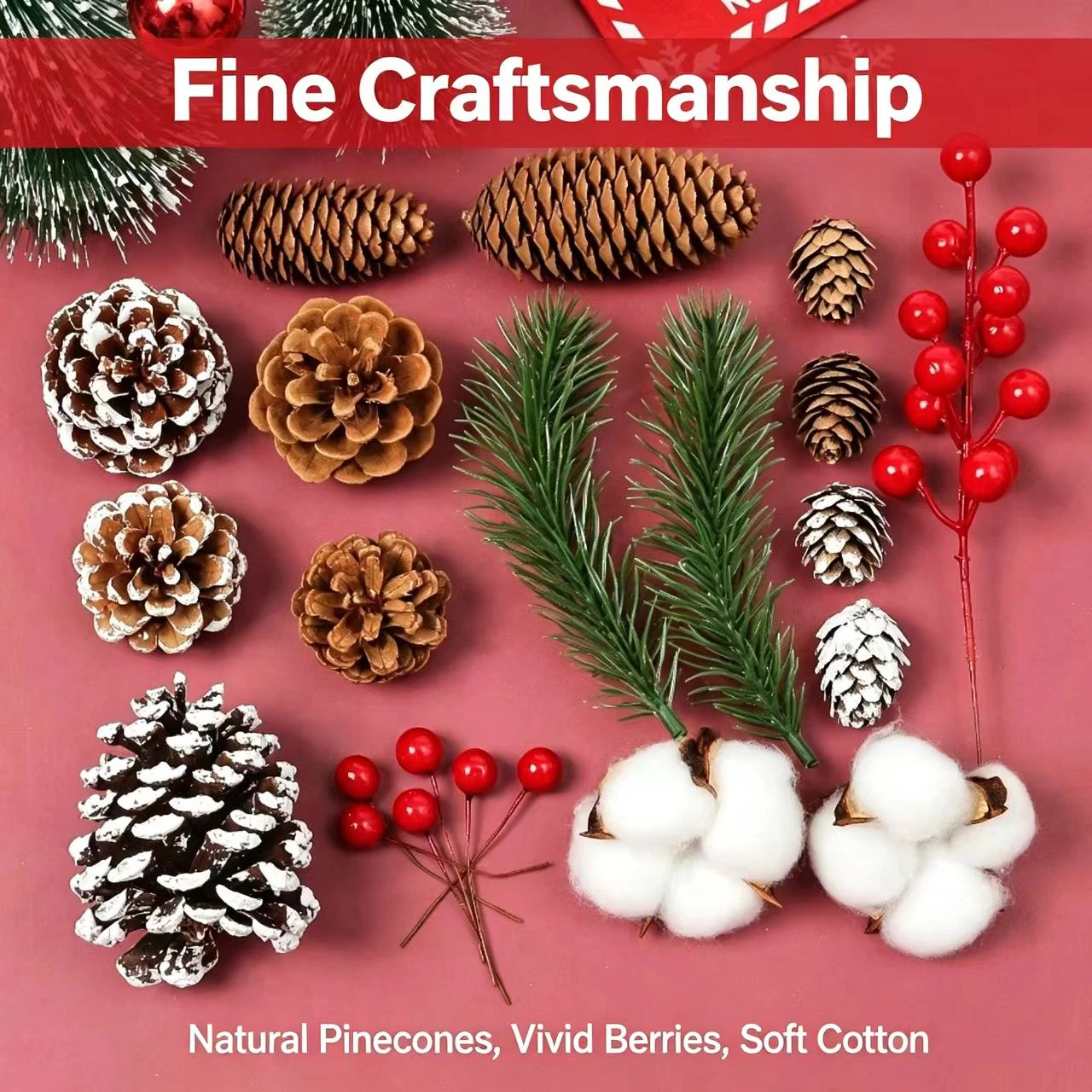 Christmas Decoration Pinecone Set Pine Needle Pinecone Stem Songhua DIY Accessories Materials Christmas Tree Decoration Pendant