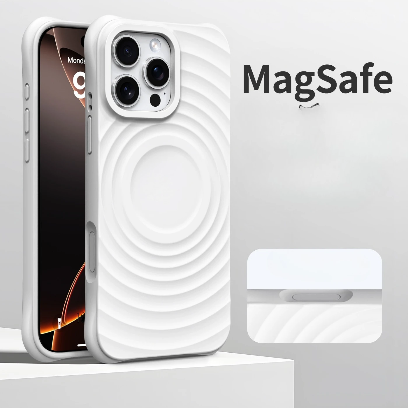 Applicable à iPhone16promax, étui de téléphone portable en silicone liquide magnétique ondulé, étui de protection anti-chute à quatre coins pour iphone 15