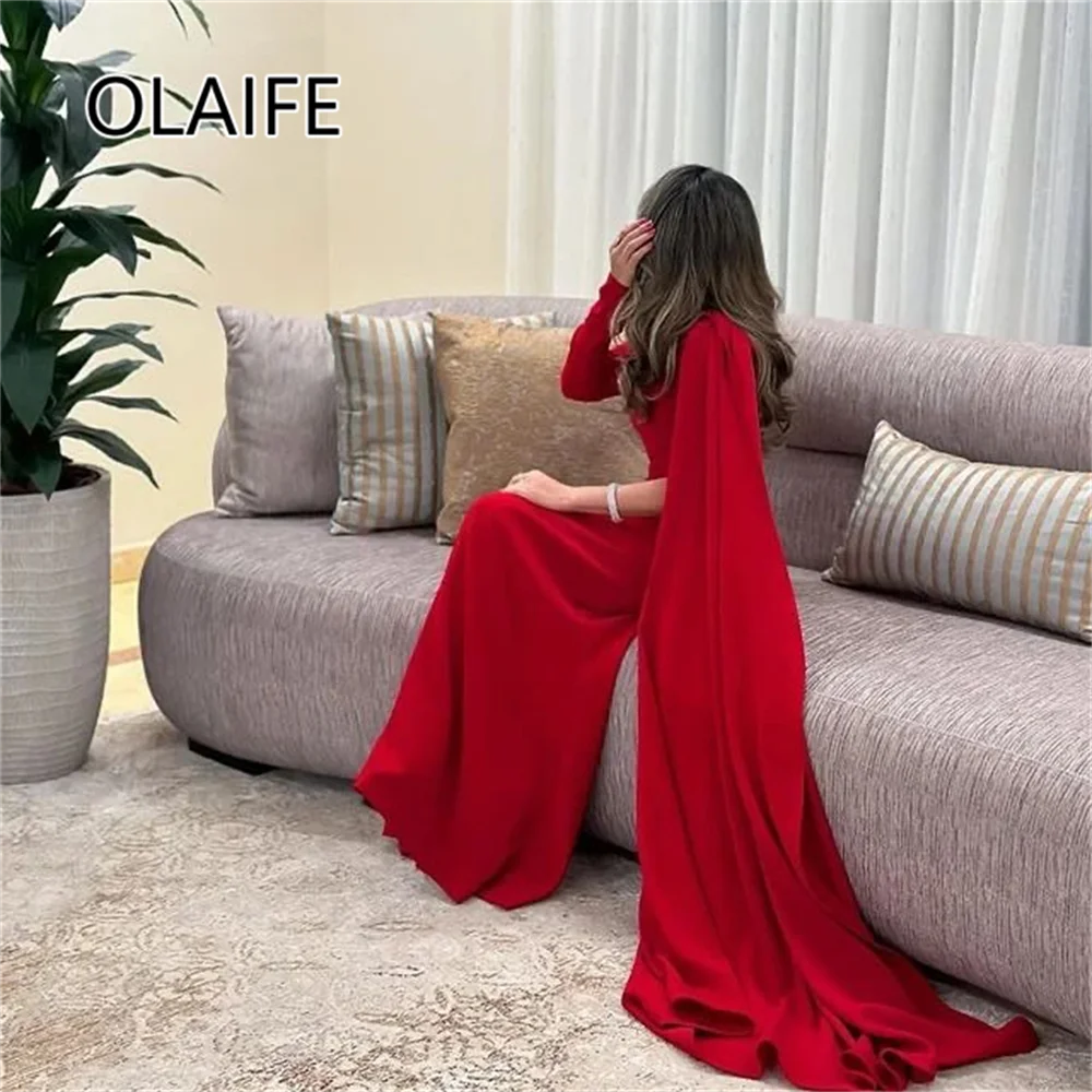Abito arabo saudita semplice in raso con una spalla e tubino con cappuccio Abito da sera sexy a maniche lunghe Trian personalizzato