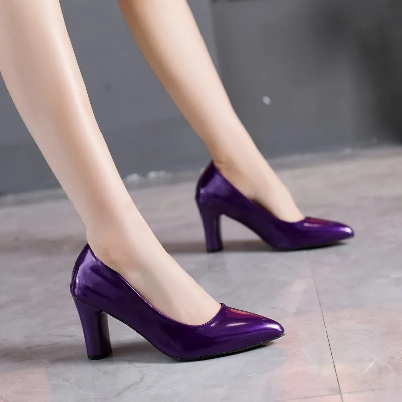 Vielseitiges Temperament, flache Einzelschuhe, 2025, Frühjahr und Sommer, neue spitze Zehen-High-Heels, Blockabsatz-Damenschuhe