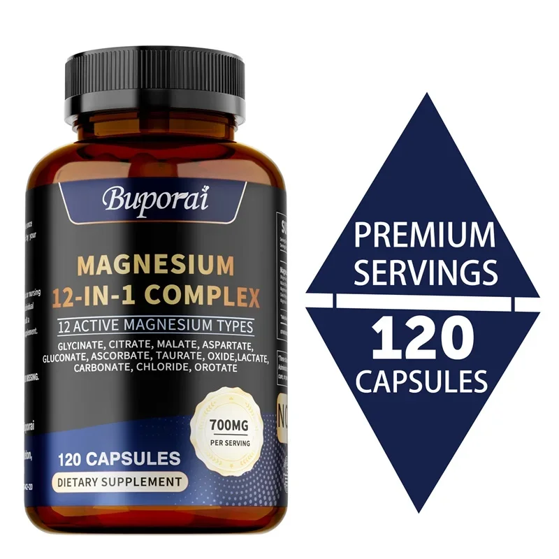 

Magnesium Complex Capsules - Supports Bone, Muscle and Nerve Health, Relieves Anxiety, Improves Mood and Supports Healthy Sleep