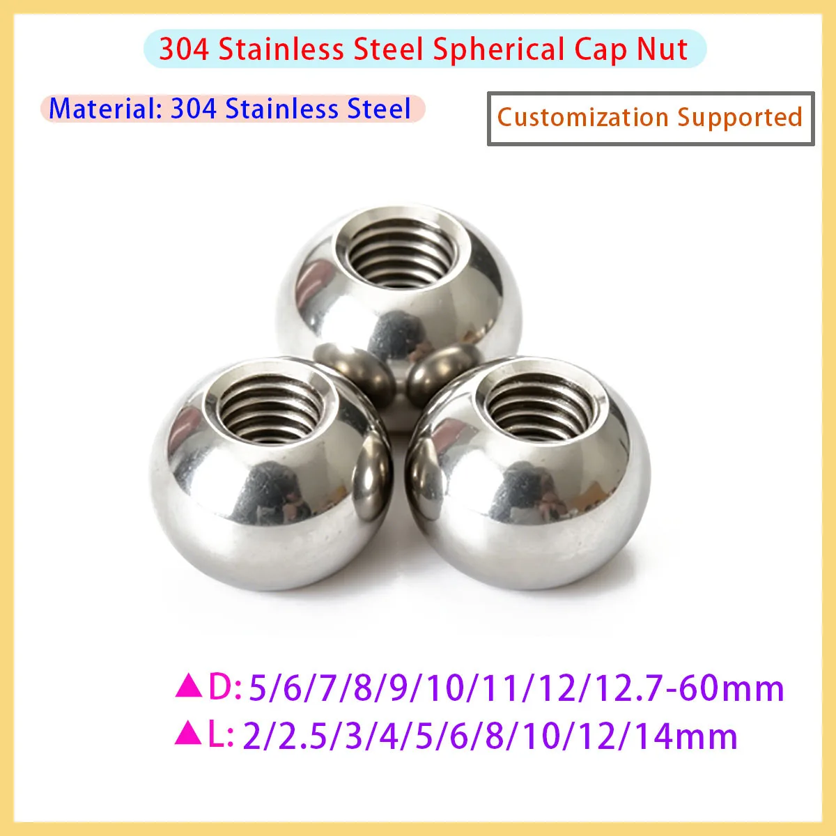 Metric Thread Solid Half Thread Blind Hole Balls 4mm 5mm Half  Through Hole M4 M5 Nut Balls Beads 304 Stainless Steel