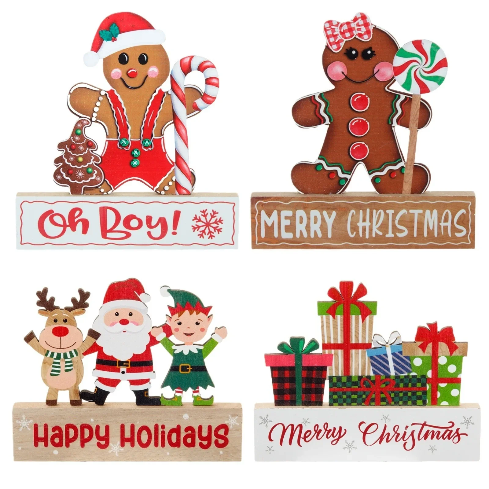 

Christmas Wooden Ornaments Gingerbread Man Santa Elk Elf Xmas Ornament Merry Christmas Pendants Natal Navidad Party Decoration