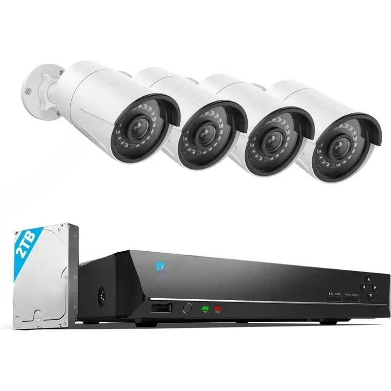 home security  system, 4PCs wired 5MP outdoor IP  with person vehicle detection