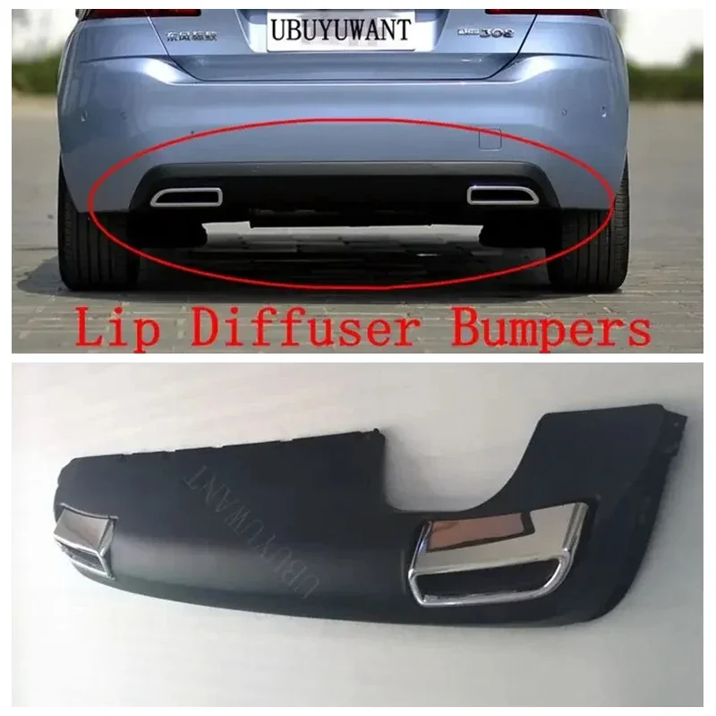 Voor Peugeot 308 2014 2015 Achterbumper Diffuser Lip Carbon Fiber Look/Glanzend Zwart Boot Guard Plaat Splitter